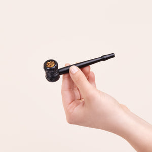 4" Hand-carved Ebony Wood Pipe Natural Wood