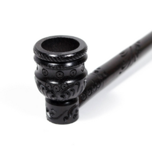 9" Hand-carved Ebony Wood Pipe Natural Wood